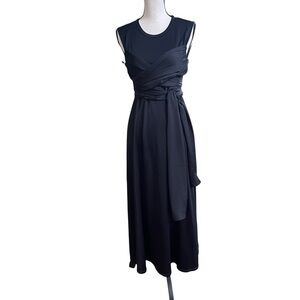 Sandro Black Sleeveless Wrap Maxi Dress